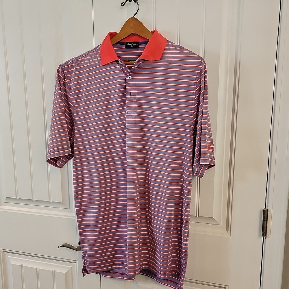 Greg Norman Collection Red and White Striped Polo Shirt